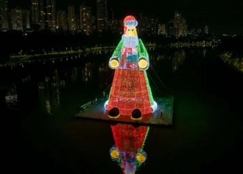 27 metros de altura: Londrina pode ter maior Papai Noel iluminado do mundo