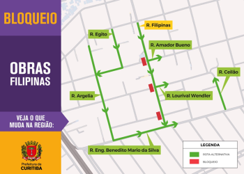 Rua Filipinas terá trecho bloqueado para obras do BRT Leste/Oeste