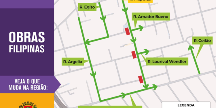 Rua Filipinas terá trecho bloqueado para obras do BRT Leste/Oeste