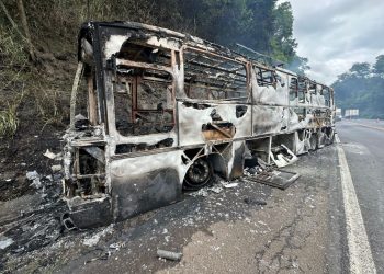 Motorhome é destruído por incêndio na BR-376