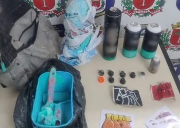 Guarda Municipal prende dois homens em flagrante por pichação no Alto da XV