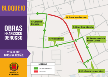 Rua Francisco Derosso terá bloqueio temporário para obras de recape e drenagem no Xaxim