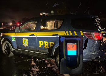 Motorista bêbado colide em viatura da PRF que atendia acidente com óbito na BR-376