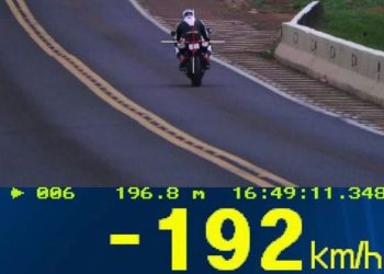 Motociclista é flagrado a 192 km/h na BR-277