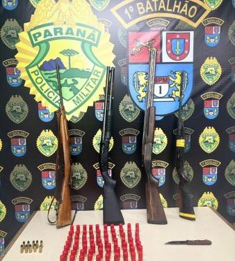 Polícia Militar do Paraná apreende várias armas após ocorrência de violência doméstica na BR-373
