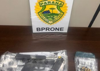 RONE encontra pistola escondida em caixa de descarga durante diligências em Campo Largo