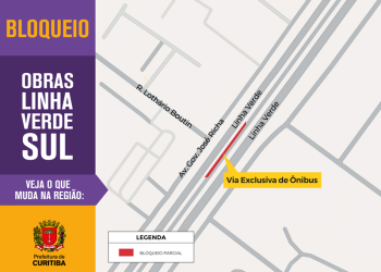 Trecho da canaleta de ônibus na Linha Verde Sul terá bloqueio para obra de drenagem