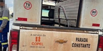 Polícia aborda caminhonete com plotagem da COPEL e descobre que veículo estava com alerta de furto