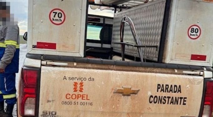 Polícia aborda caminhonete com plotagem da COPEL e descobre que veículo estava com alerta de furto
