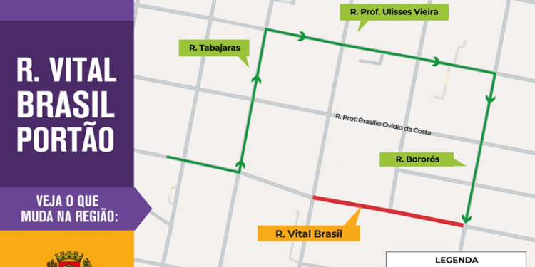 Trecho da Rua Vital Brasil no Portão será bloqueado a partir desta quarta-feira (15/7), para obras do Novo Inter 2