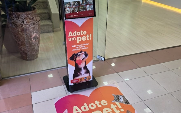 Shoppings nos bairros Hauer e Portão passam a contar com totens da Prefeitura para promover a adoção de cães e gatos