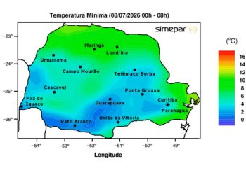 Paraná registra geadas e temperaturas abaixo de zero; chuva volta no fim de semana