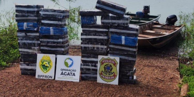 Ação integrada apreende mais de 670 quilos de maconha no Lago de Itaipu