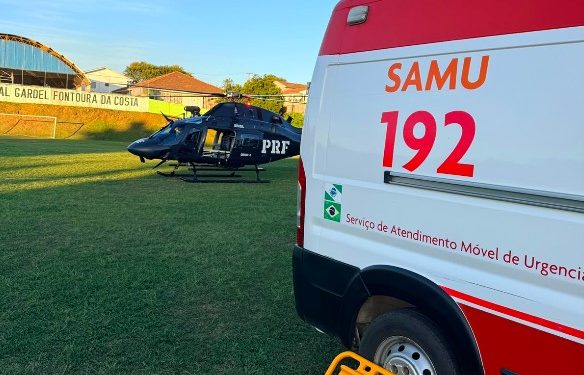 PRF realiza resgate aeromédico de mulher vítima de tentativa de feminicídio em Itaperuçu