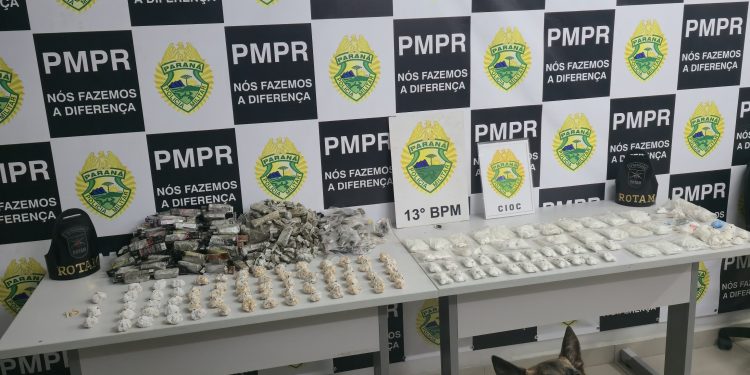 ROTAM com apoio de cães de faro apreendem mais de 6,6 quilos de drogas no Parolin