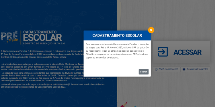 Cadastramento para ingressar no pré e 1º ano das escolas municipais começa nesta quinta